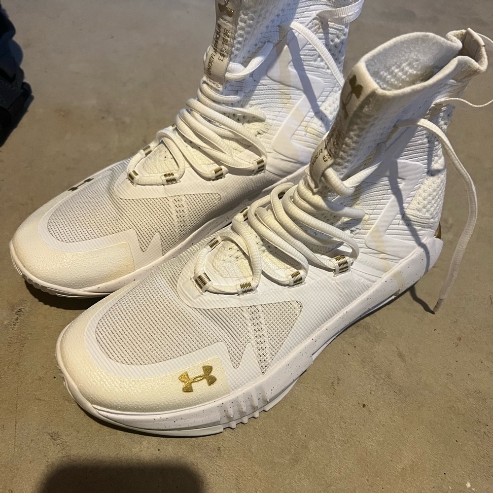 Under Armour White and Gold Athletic Sneakers